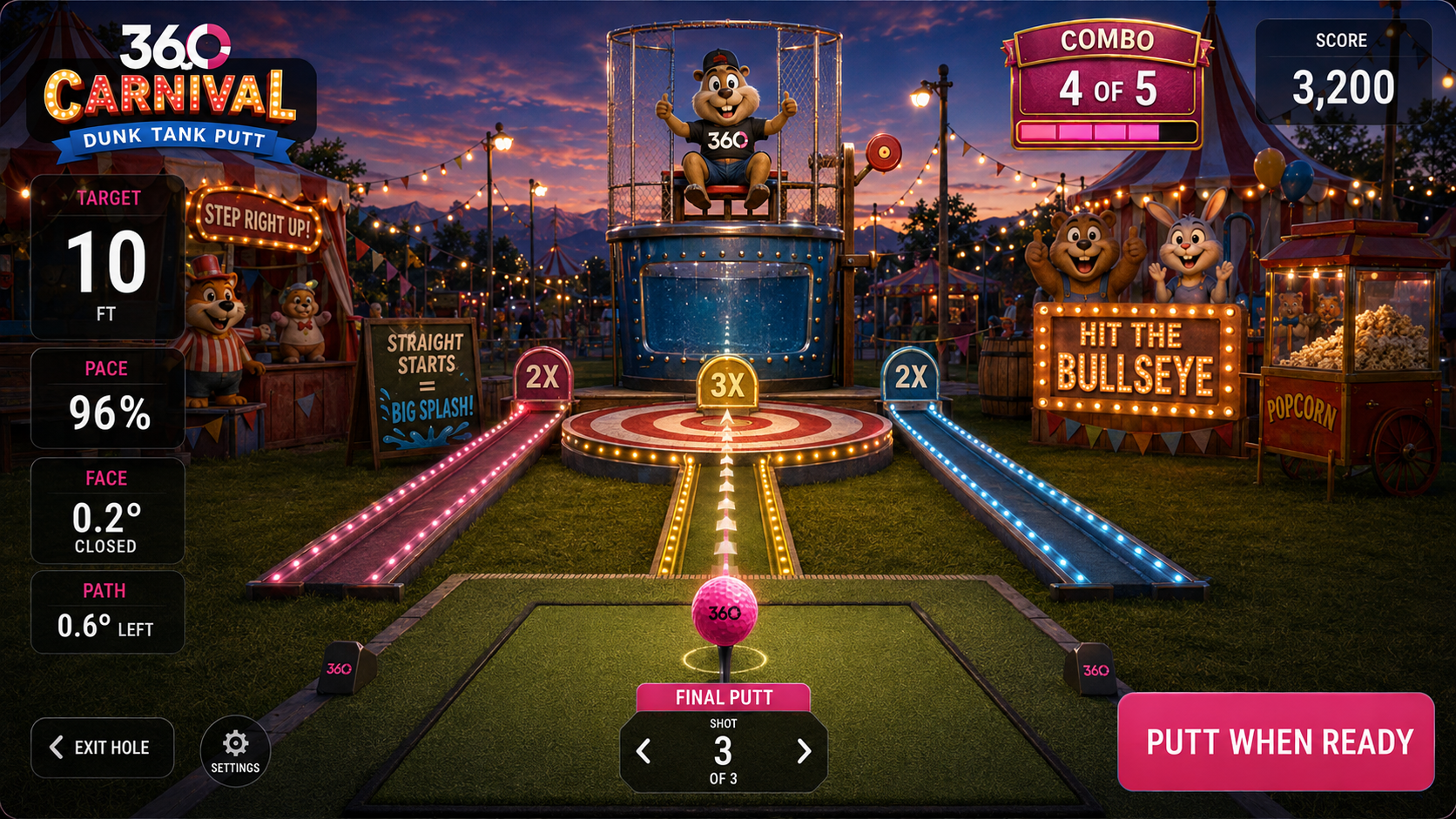 360 Pro Swing Dunk Tank Putt carnival golf putting accuracy game