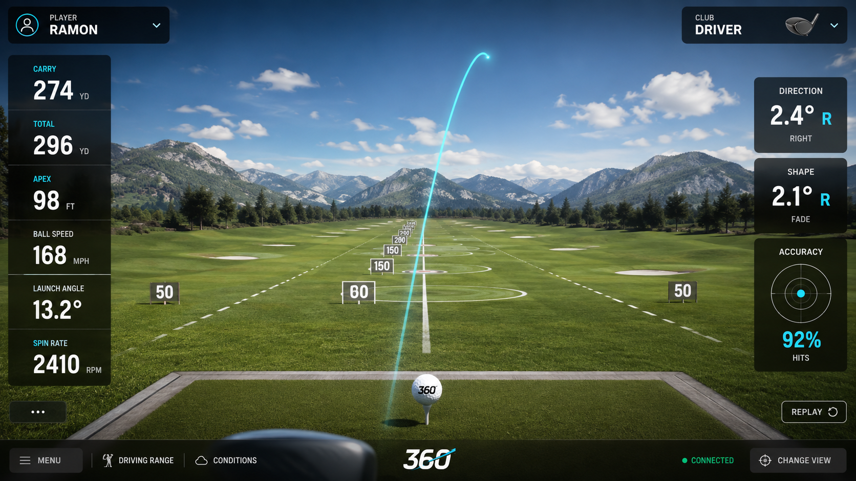 360 Pro Swing Standard Day virtual driving range game